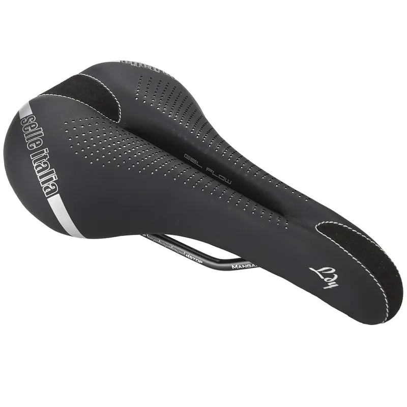 Pakollinen (Must-Have) Satula SELLE ITALIA LADY GEL FLOW L Nainen Mangaanitelineillä Musta