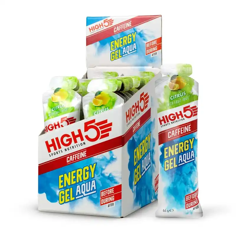 HIGH5 ENERGY GEL Aqua Caffeine Energiageeli (66 g) Sitruuna Uusi Malli