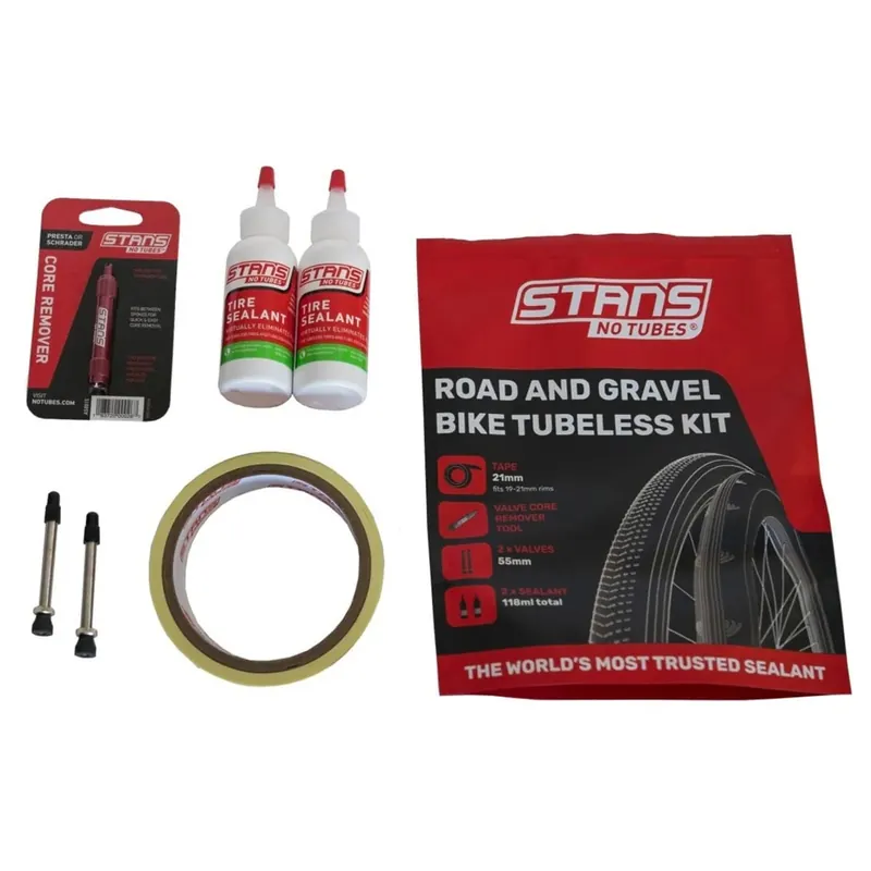 STAN‘S ROAD 25 mm Tubeless-sarja 55 mm venttiileillä + ennaltaehkäisevä neste (59 ml) Nopea Toimitus
