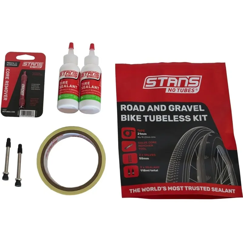 Flash-Tarjous STAN‘S ROAD 21 mm Tubeless-sarja 55 mm venttiileillä + ennaltaehkäisevä neste (59 ml)