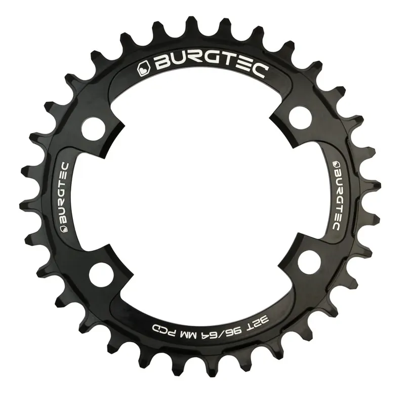Eniten Myyty BURGTEC THICK THIN Mono-hammaslevy 9/10/11/12V Narrow Wide 4 Reikää 64/96mm Musta