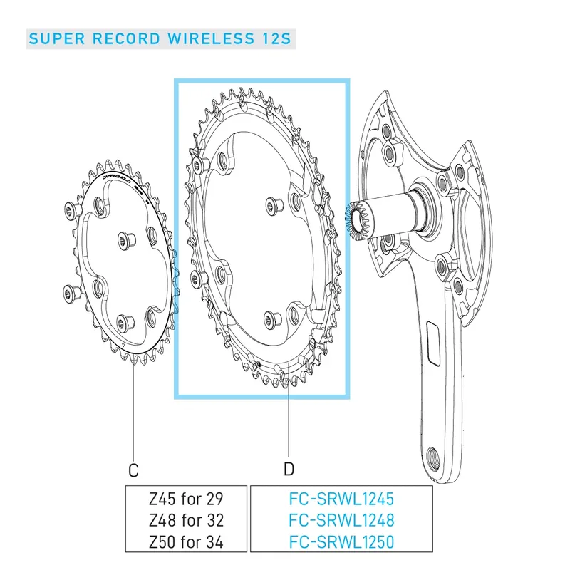 Löytö CAMPAGNOLO SUPER RECORD WRL 12V ulompi ketjupyörä