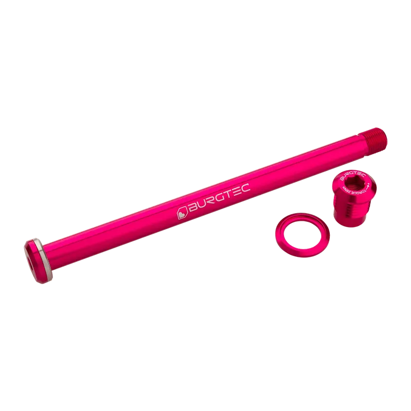 Takapyörän akseli BURGTEC 174mm Yeti-rungolle Roosa Sertifioitu