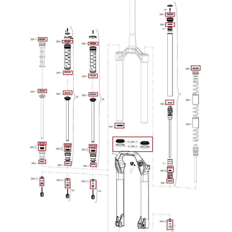 Ajankohtainen 200 h/Vuosi Huoltosarja ROCKSHOX PSYLO Silver (2025+) Sukupolvi A