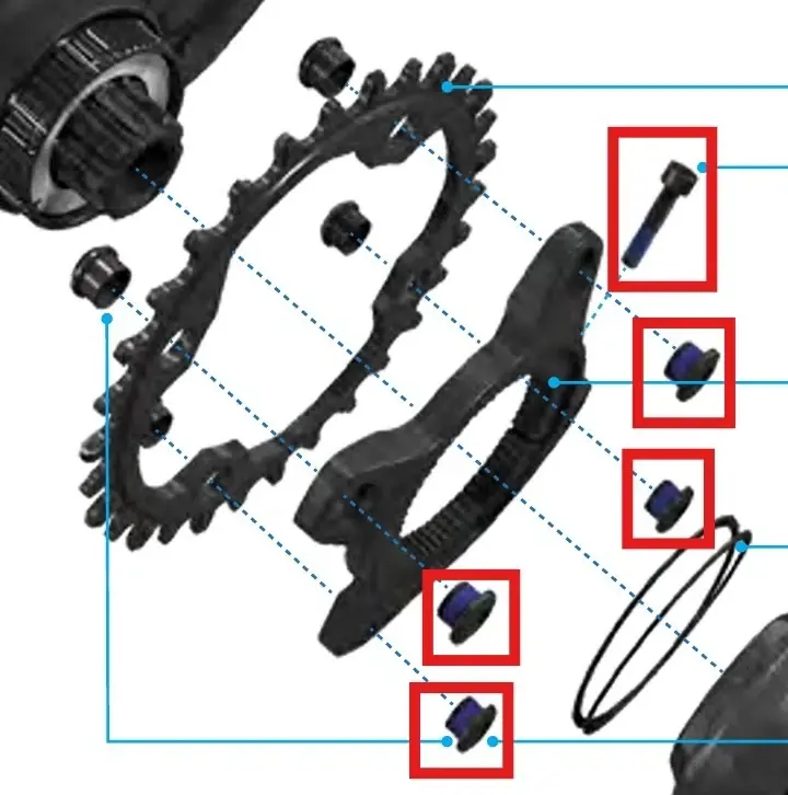Alkuperäinen SRAM-ruuvisto SPECIALIZED MAHLE -moottorille