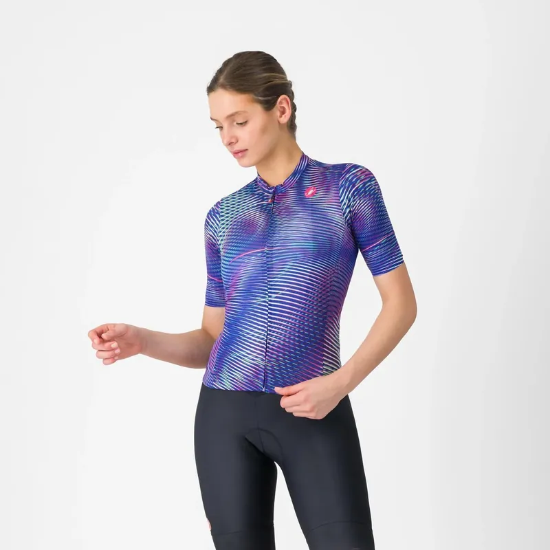Edullinen Hinta Jersey CASTELLI COSMIC VORTEX Nainen Lyhythihainen Violetti