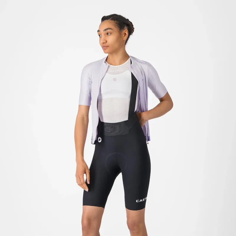 CASTELLI ESPRESSO 2 W DT -naisten lyhyet pyöräilyshortsit henkselillä Musta Paras Hinta