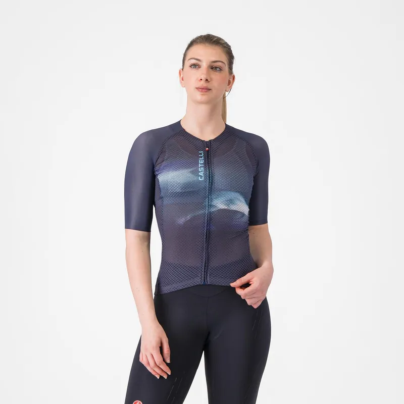 Alkuperäinen Maillot CASTELLI CLIMBER‘S A/C Naisten Lyhythihainen Sininen