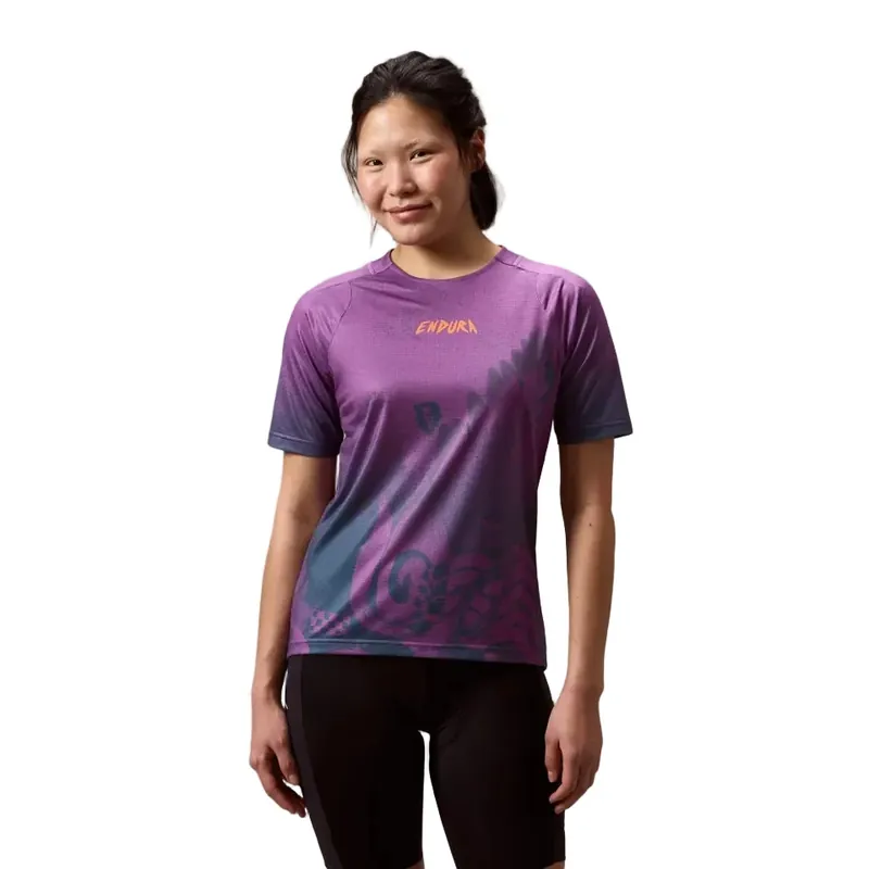 ENDURA SINGLETRACK PRINT lyhythihainen pyöräilypaita Nainen End Purple Edullinen Hinta