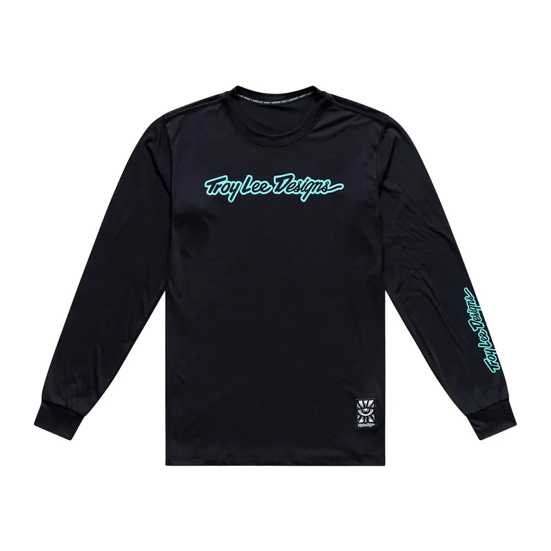 TROY LEE DESIGNS SKYLINE RIDE SIGNATURE pitkähihainen paita musta/turkoosi Sertifioitu