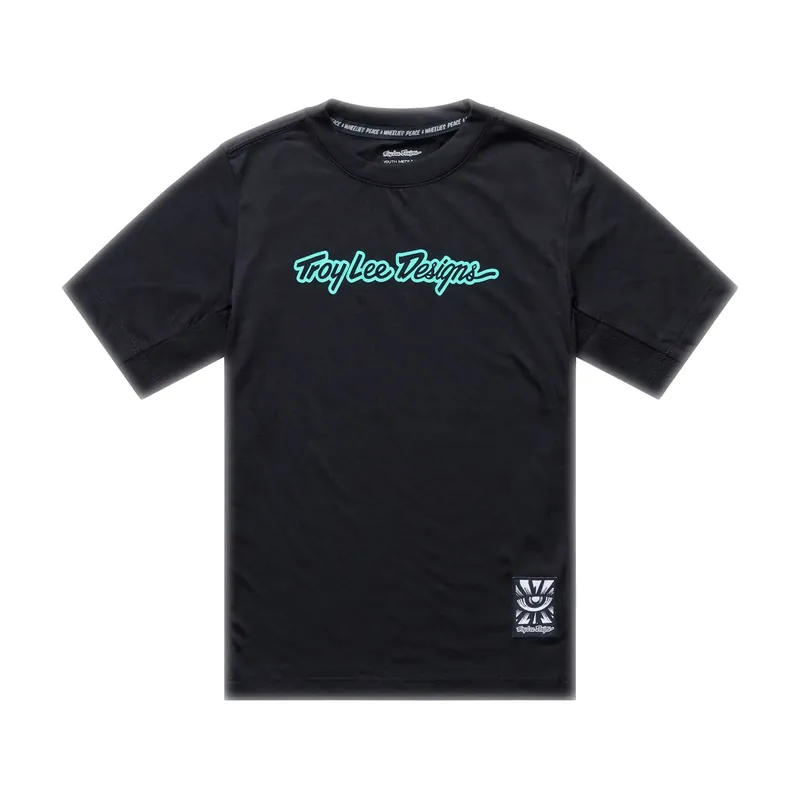Ajankohtainen Maastopyöräilypaita TROY LEE DESIGNS SKYLINE RIDE SIGNATURE Junior Lyhyet Hihat Musta/Turkoosi