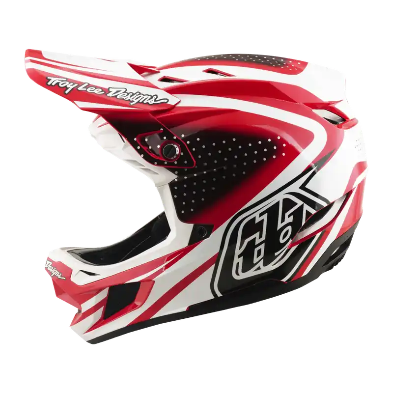 Ilmainen Palautus MTB-kypärä TROY LEE DESIGNS D4 POLYACRYLITE MIPS THE LINE Punainen/Valkoinen