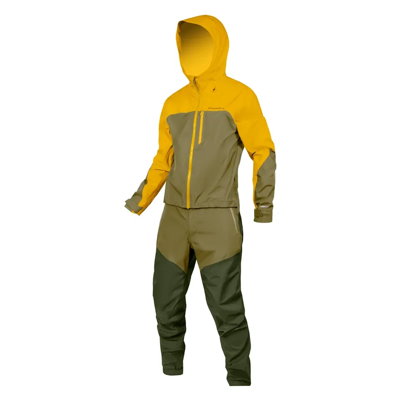 Ajankohtainen ENDURA SINGLETRACK WATERPROOF -haalarit Khaki/Sinappi