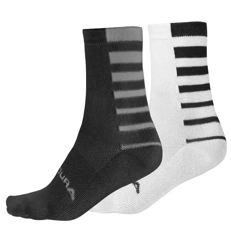 Viimeinen Mahdollisuus ENDURA COOLMAX STRIPE -sukat 2 paria Musta/Valkoinen
