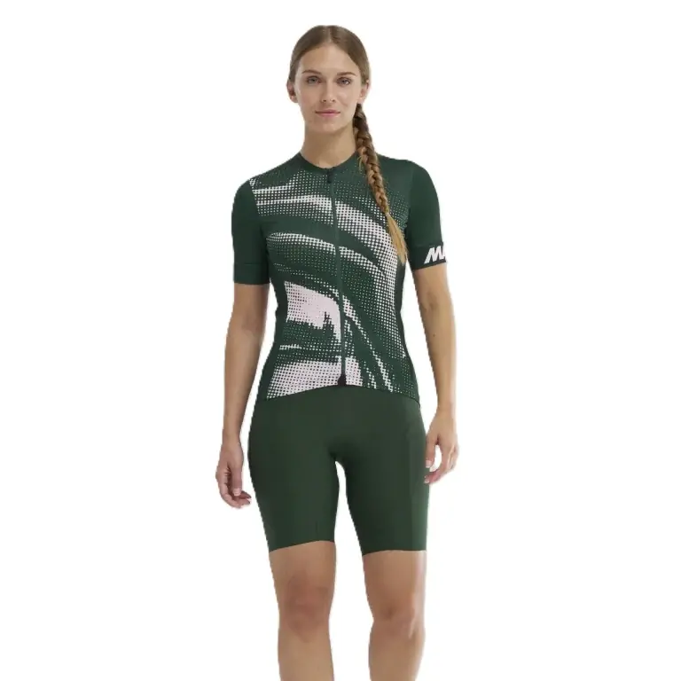 MAVIC AKSIUM GRAPHIC Lyhythihainen Pyöräilypaita Naisille Khaki/Pinkki Ajankohtainen