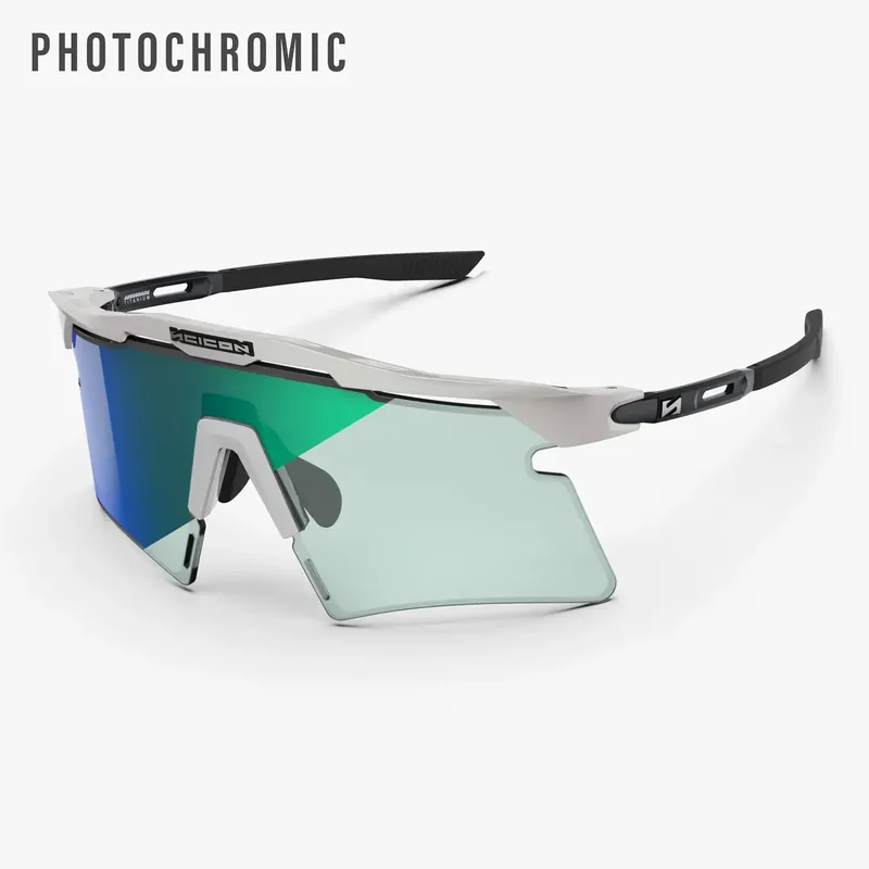 Kampanjahinta Pyörälylasit SCICON AEROSHADE 2.0 TITANIUM Valkoinen Metalli Fotokromaattinen Linssi Blue Green
