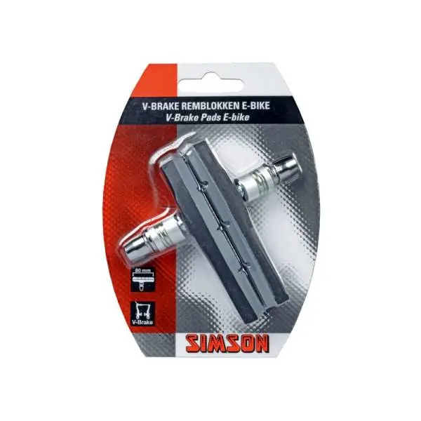 Suosittu Simson Jarrupalat V-Brake 80mm E-Bike - Musta/Harmaa