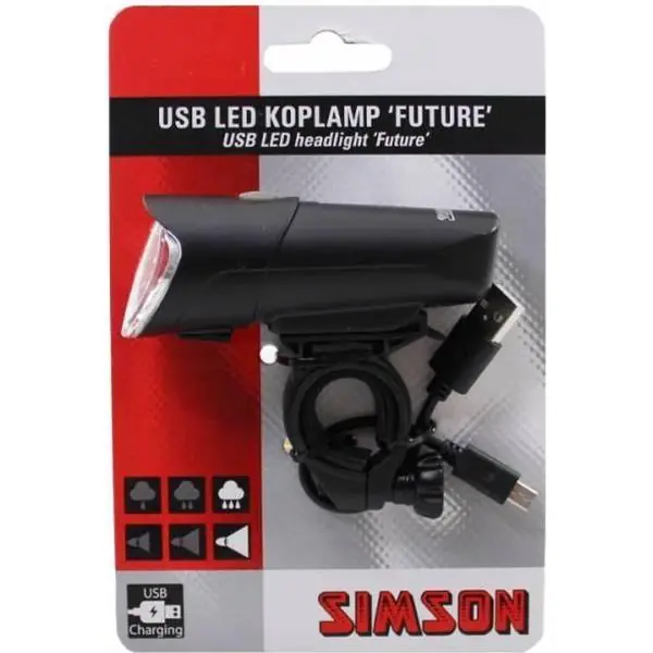 Simson Future Ajovalo LED USB Akku - Musta Merkkituote