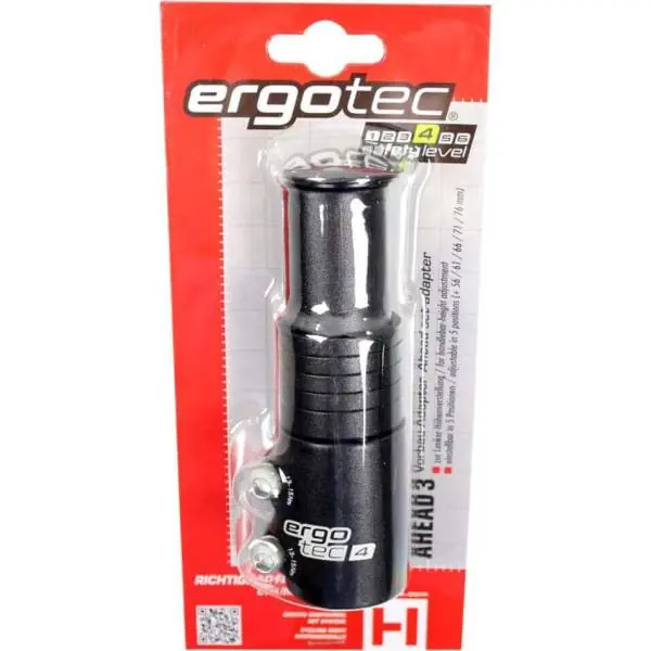Ergotec Ahead3 Jatke 1 1/8" 40-76mm - Musta Uusi Malli